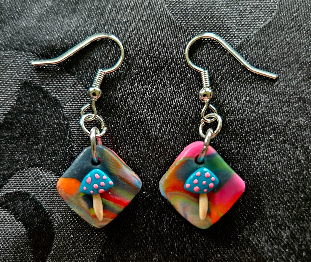 Colorful Turquoise Mushroom Earringd