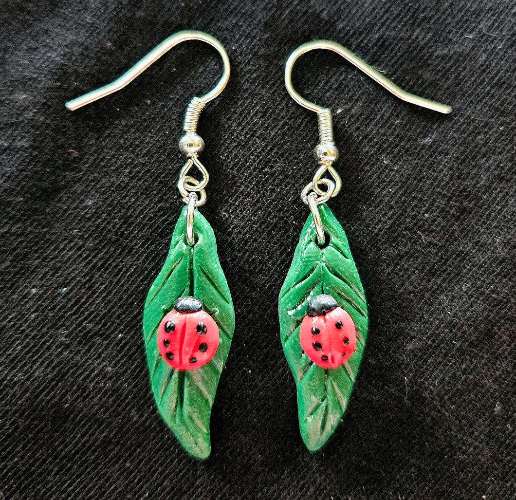 Leafy Ladybug Earrings