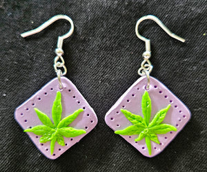 Purple Potleaf Earrings
