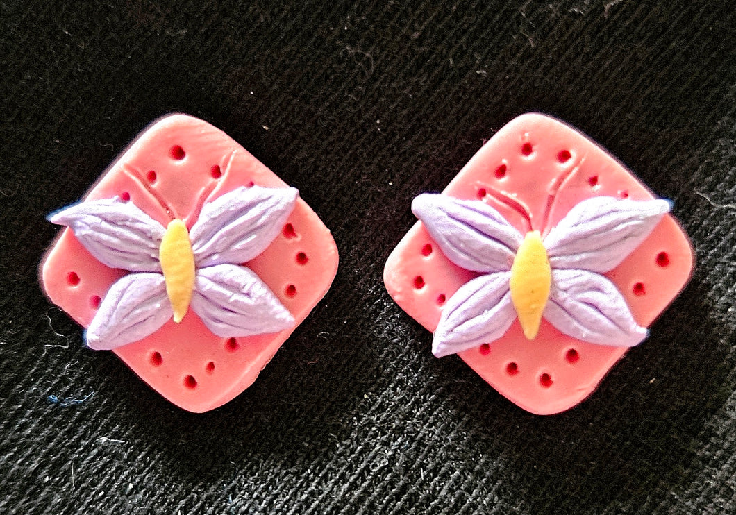 Rose & Lilac Butterfly Earrings 2