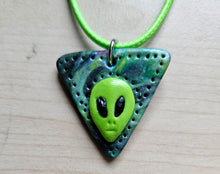 Load image into Gallery viewer, Triangle Green Alien Necklace
