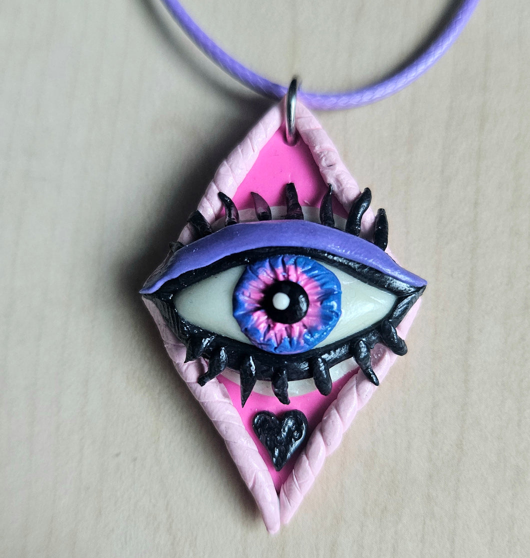 Pink and Purple Eye Necklace