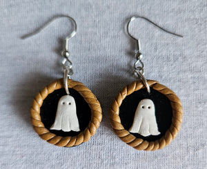 Gold and Black Ghost Earrings