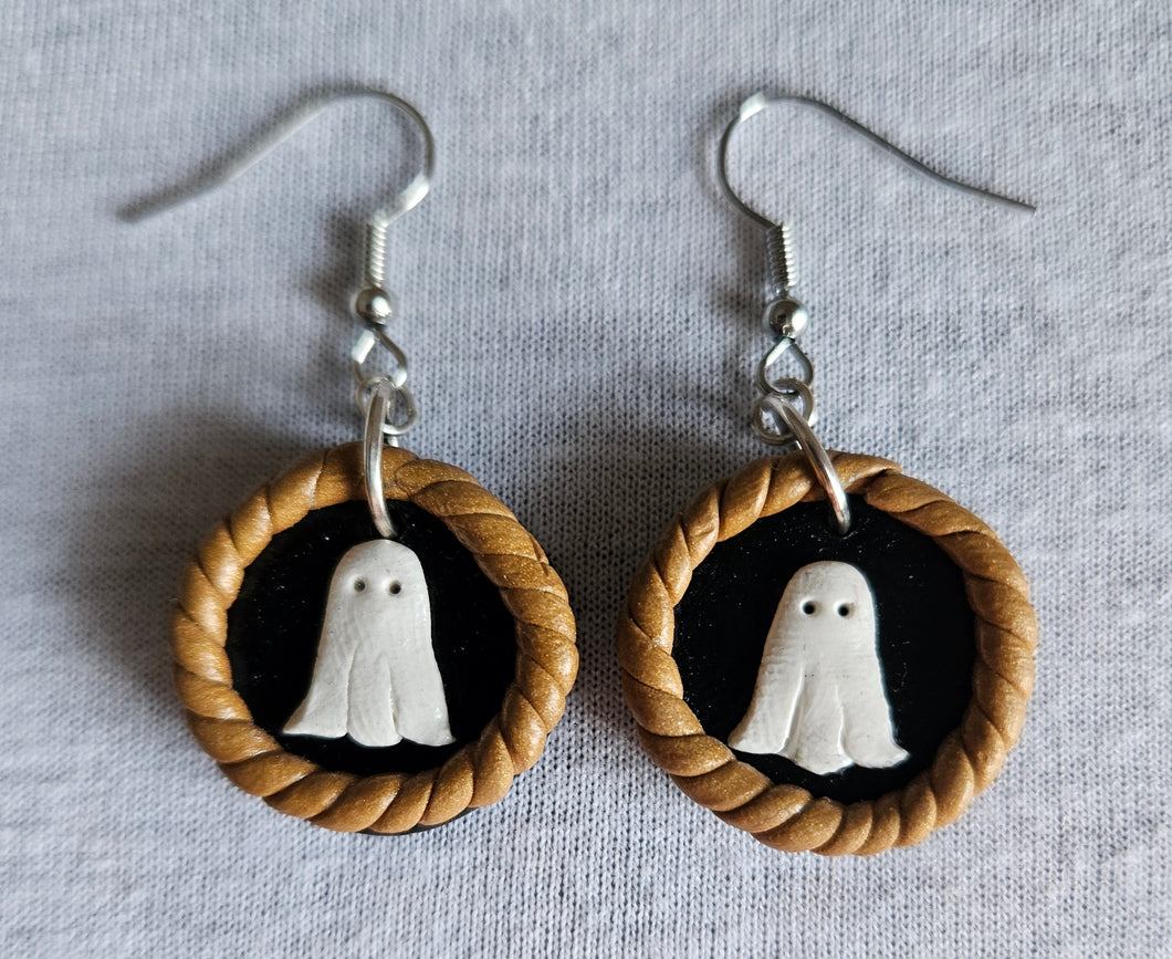 Gold and Black Ghost Earrings