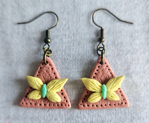 Butterscotch and Yellow Butterfly Earrings