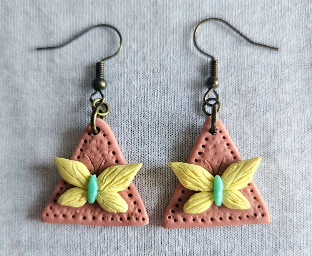 Butterscotch and Yellow Butterfly Earrings