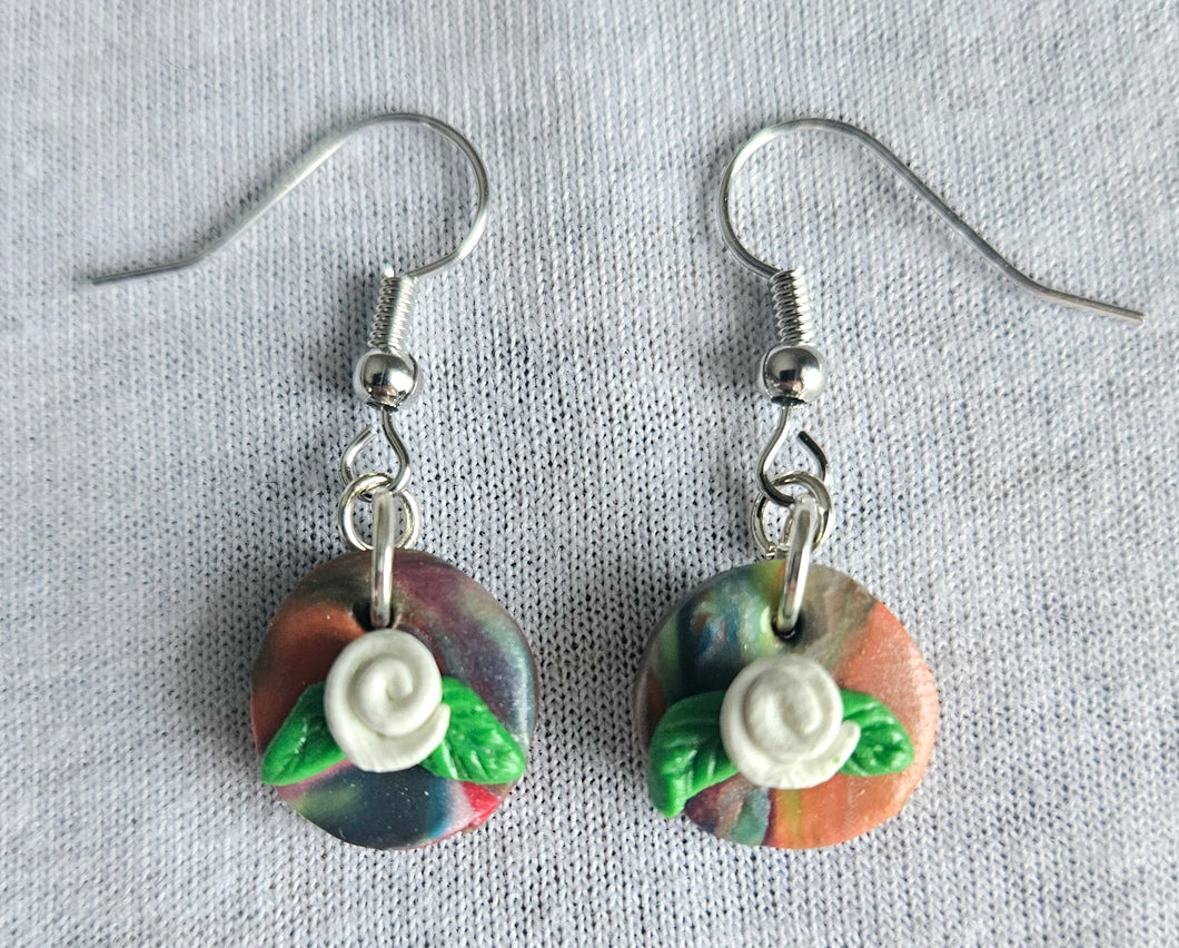 Colorful White Rose Earrings
