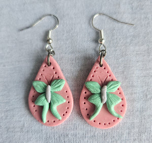 Luna Moth Pink Earrings