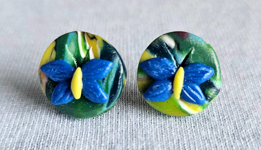 Blue Butterfly Stud Earrings