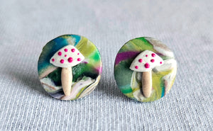 Trippy Mushroom Stud Earrings